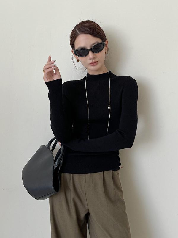 レディース ニットセーター 100%羊毛 シームレス 一体ニット 長袖 半ハイネック 秋冬 インナー 暖か 軽量 吸湿速乾 通勤 通学 部屋着 ..