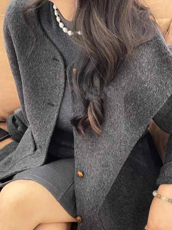 秋冬 レディース コート ノーカラー 双面 ウール キャメル 絹 ショート丈 リラックス ミニマム 高級感 アウター 極簡 静奢