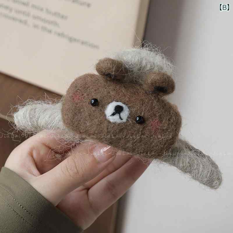 ヘアクリップ レディース かわいい カートゥーン フェルト シャーククリップ 秋冬 ...