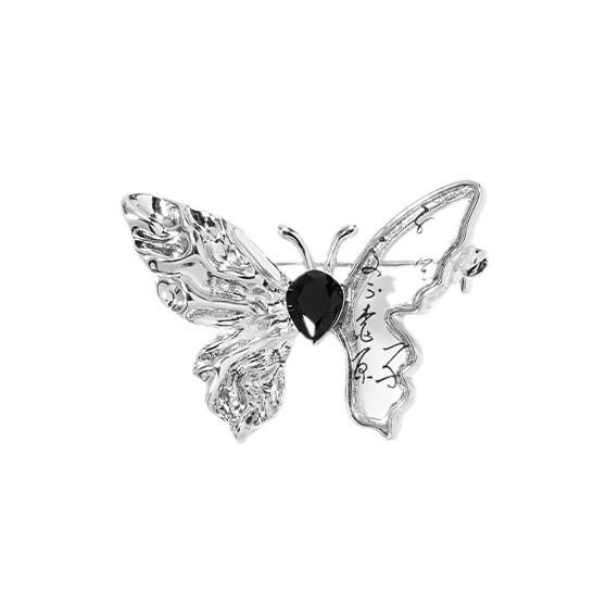 ブローチ レディース アシンメトリー 透かし 蝶柄 高級感 ファッション 気質 スーツ 胸花 アクセサリー..