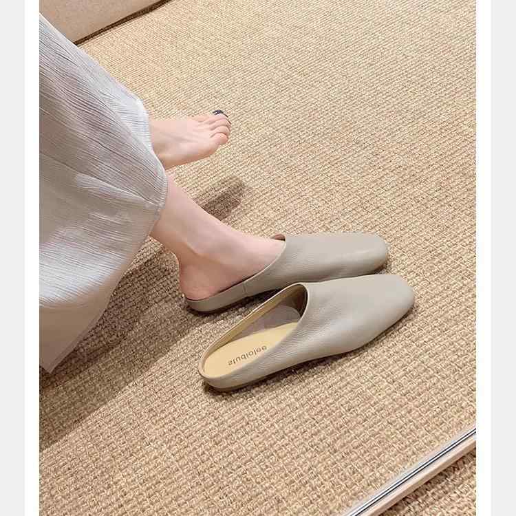 レディース ミュールサンダル 本革 ソフト素材 快適 つま先カバー 簡単着脱 春夏 インフルエンサー スタイル 日常使い 軽量 吸湿速乾 高級感