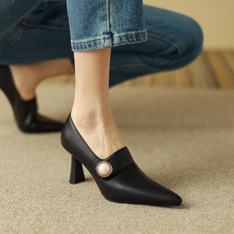 レディース ヨーロッパスタイル ポインテッドトゥ ハイヒール アンクルブーツ 春秋 ブラック 通勤 オフィスシューズ シック エレガント 上品 洗練 デザイン 女性