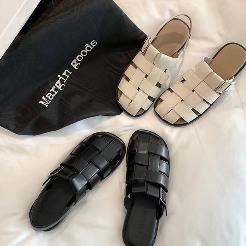 サンダル レディース 春夏 ローマ 本革 編み込み 透かし フラット底 猪籠スタイル 柔らか素材 ゆったりフィット ビーチ カジュアルシューズ 日常使い 軽やか 快適 足元カバー