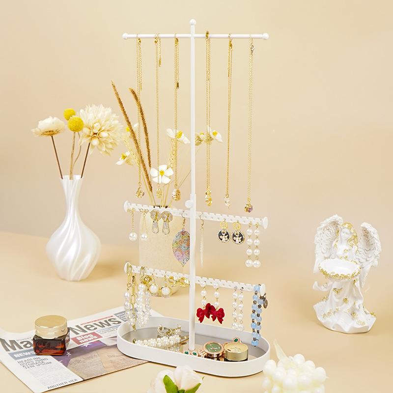 アクセサリー収納ラック 鏡面 取り外し可能 楕円ディスク 伸縮 イヤリング ブレスレット ジュエリー 展..