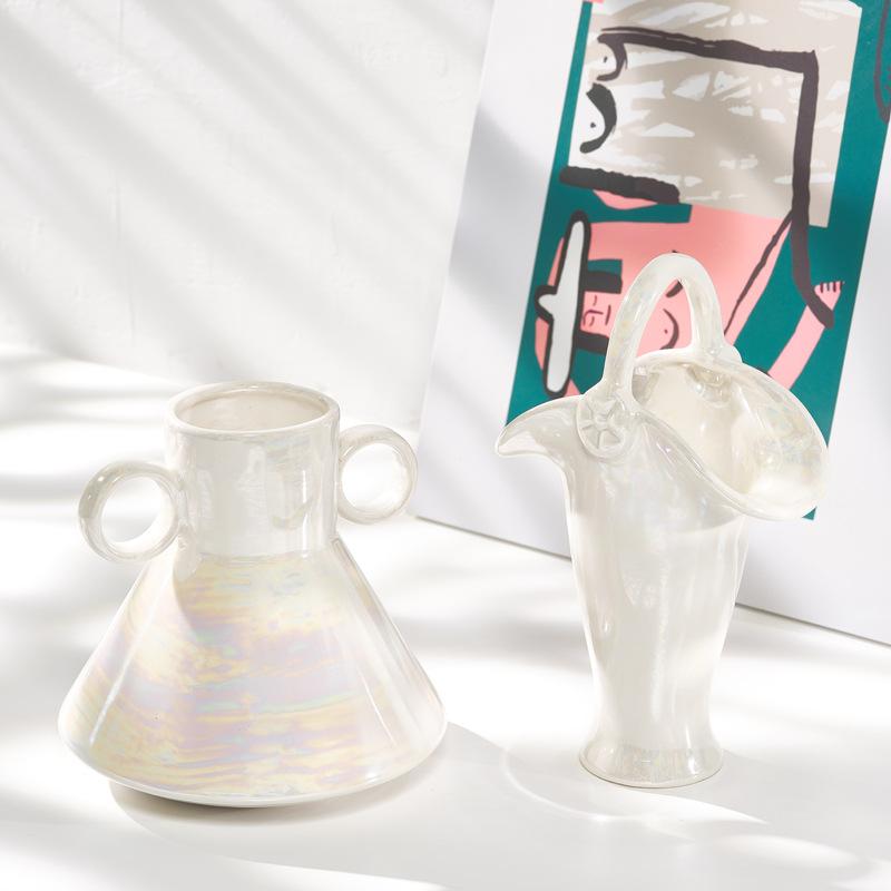 陶器花瓶 北欧風 ドライフラワー用 リビング インテリア デコレーション 花器 芸術的 セラミック ホー..