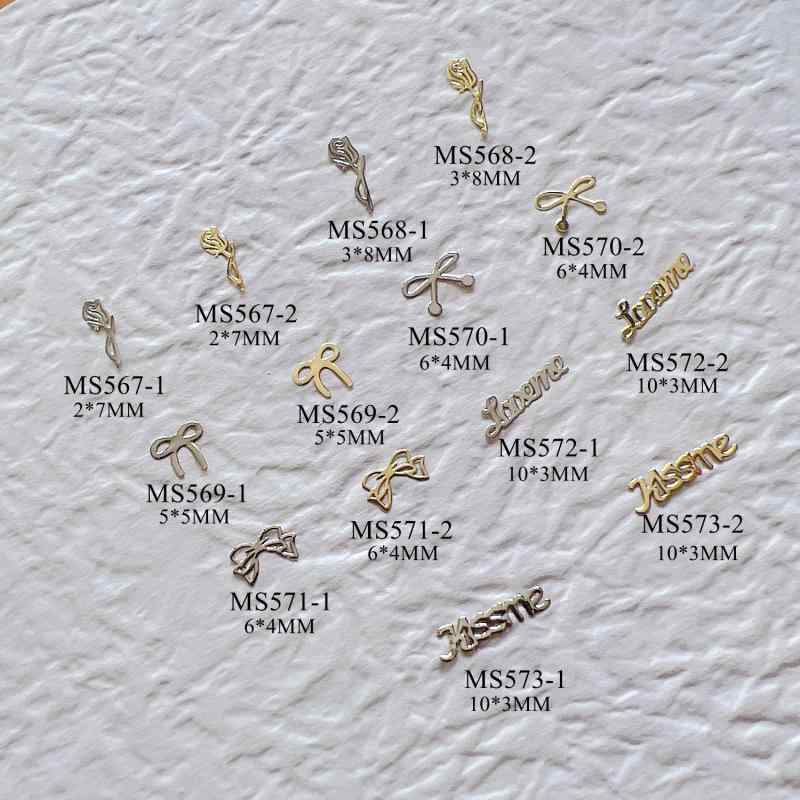 ネイルパーツ レディース メタル 薄型 単面 バラ花 デザイン リボン モチーフ 指甲 装飾 ネイルアート ..