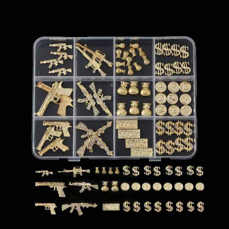 ネイルアクセサリー レディース 金属 パンク風 立体 金貨袋 モチーフ 指甲飾り 穿戴甲 装飾品 美甲 ジ..