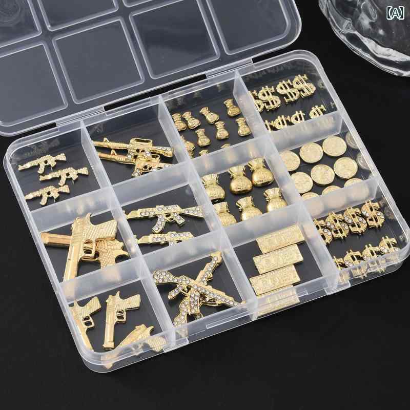 ネイルアクセサリー レディース 金属 パンク風 立体 金貨袋 モチーフ 指甲飾り 穿戴甲 装飾品 美甲 ジュエリー デザイン