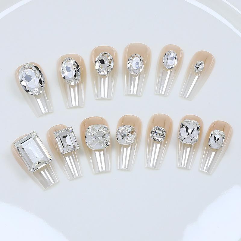 ネイルストーン レディース 白 ミックスカラー 尖底型 DIY アクセサリー 水晶ガラス 超輝き パーツ 指..