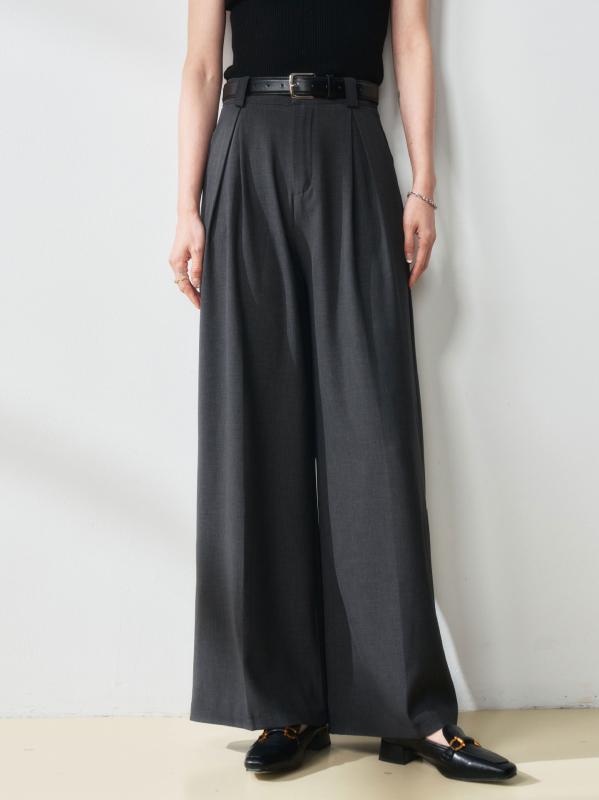 レディース スラックス ワイドパンツ ストレートパンツ ゆったり 落ち感 美脚 脚長効果 細見え 通勤 オフィス きれいめ カジュアル 楽ちん ボトムス ロング丈 春 夏 秋