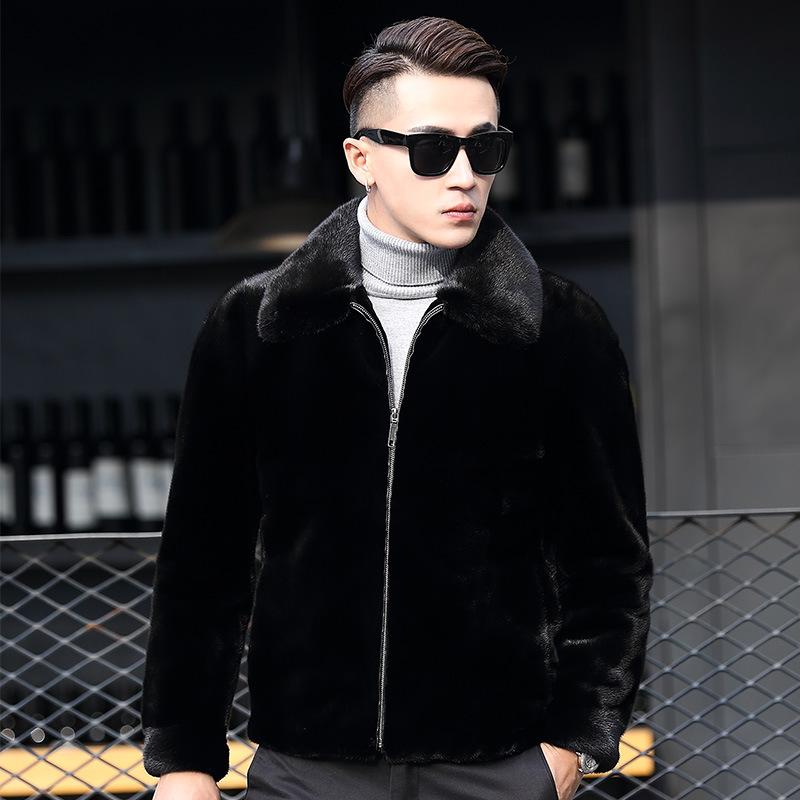 毛皮コート メンズ ミンクファー 水貂毛 整皮 秋冬 輸入 ラペル 高級感 暖か 防寒 天然ファー スタイリッシュ エレガント モダン デザイン ファッション アウター