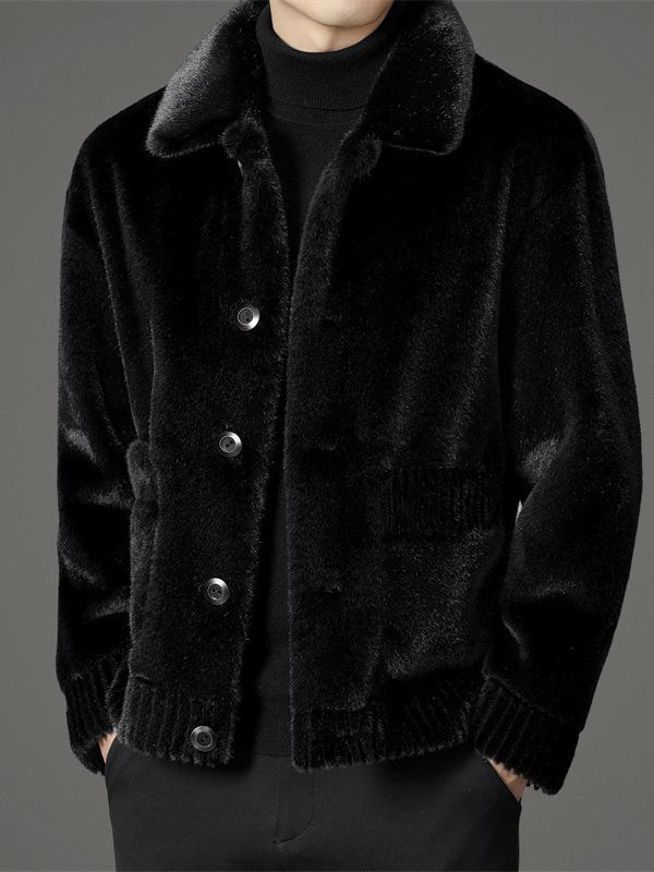 ファーコート メンズ ミンク皮草 秋冬 加厚 リバーシブル ラペルカラー 皮毛一体 両面着用 暖か 防寒 高級感 ファッション トレンド スタイル モダン エレガント カジュアル