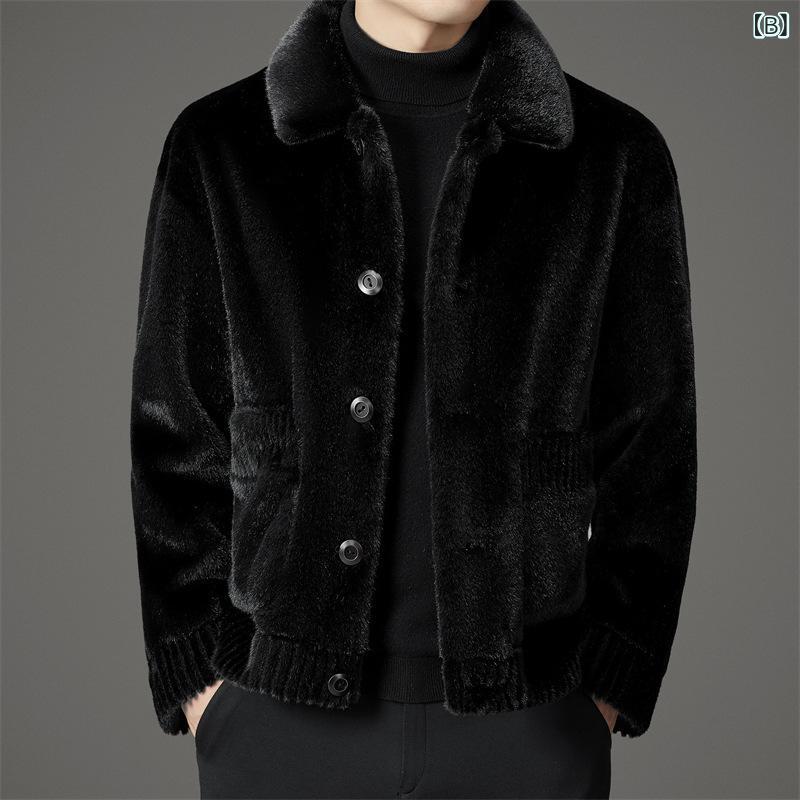ファーコート メンズ ミンク皮草 秋冬 加厚 リバーシブル ラペルカラー 皮毛一体 両面着用 暖か 防寒 高級感 ファッション トレンド スタイル モダン エレガント カジュアル