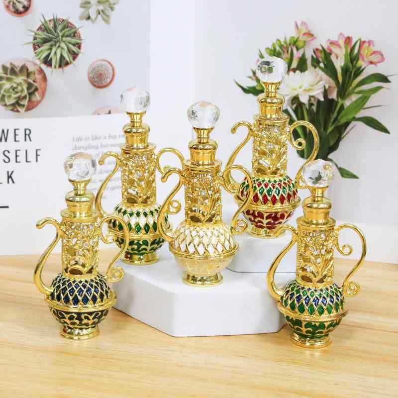 香水瓶 中東風 金色エナメル 電気メッキ加工 ガラス管 12ml 分装 精油用 デザイン ボトル 容器 持ち運..