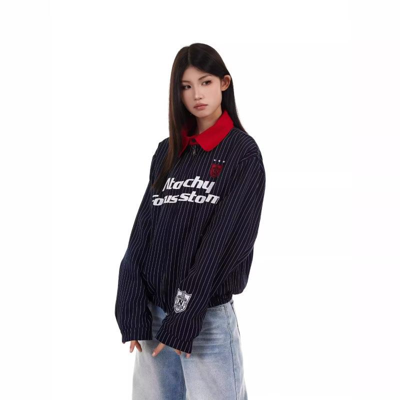 ベースボールジャケット 男女兼用 アメリカンスタイル ヴィンテージ 秋冬 コントラストカラーストライ..