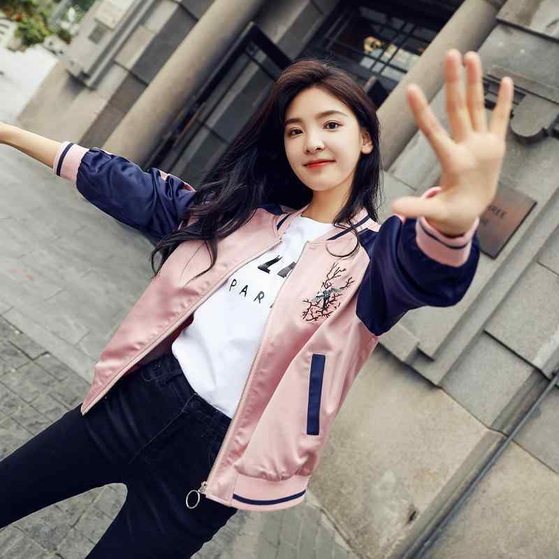 ベースボールジャケット レディース 春秋 カラーブロック ショート丈 ユニーク かわいい カジュアル 薄..