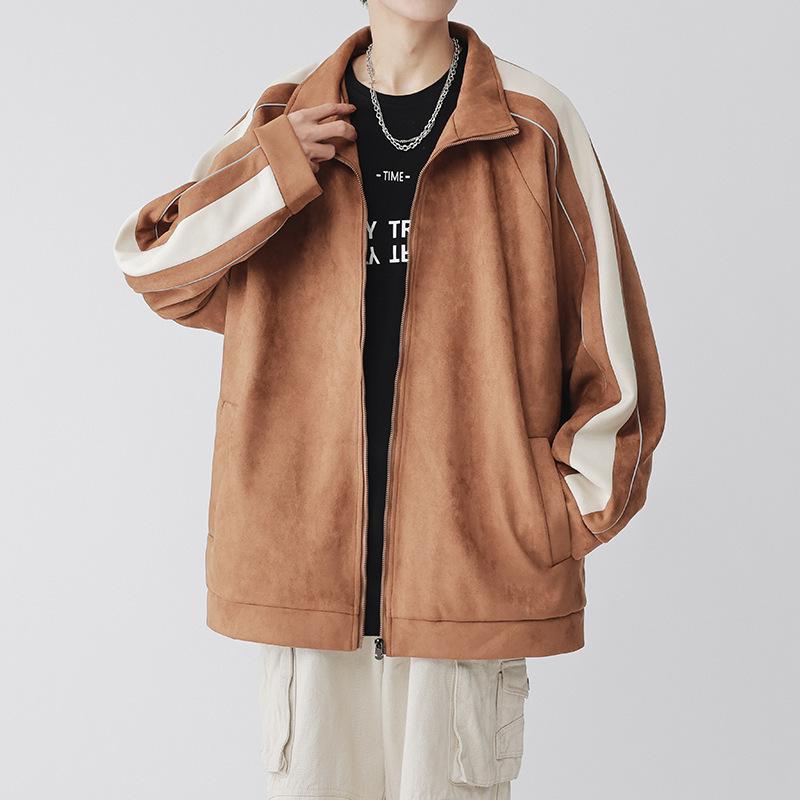 ベースボールジャケット 男女兼用 秋冬 レトロ アメリカンスタイル スエード ベルベット ゆったり アウ..