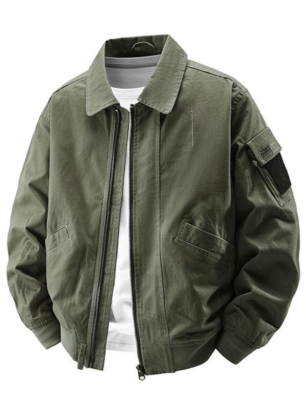 パイロットジャケット 男女兼用 野球風 ゆったり 綿 単色 春秋 ワーク スタンドカラー 翻領 工装アウタ..