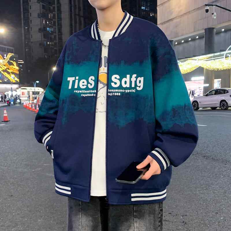 メンズ フーディー 春夏 学生 スタンドカラー 野球風 カジュアル デジタルプリント アウター 軽量 吸湿..