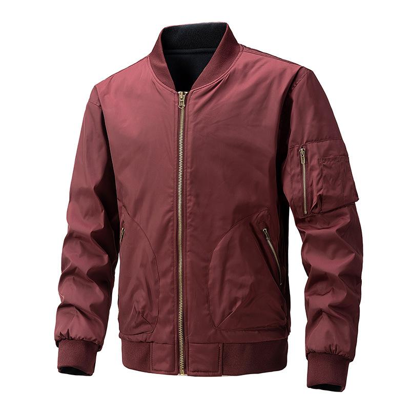 フライトジャケット メンズ 秋冬 純色 野球風 カジュアル 両面着用 青年 アウター ストリート デイリー..