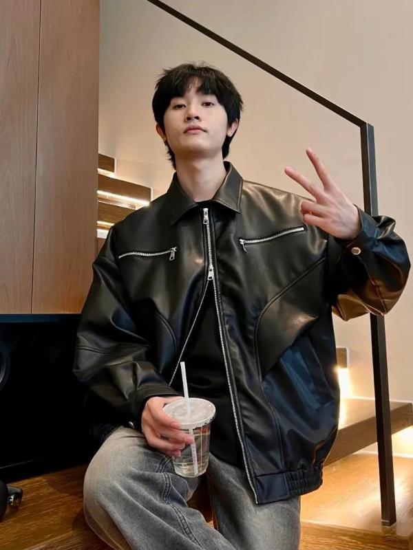 ジャケット 男女兼用 アメリカンスタイル ワーク バイカー 野球 スタンドカラー PUレザー 秋冬 デザイ..