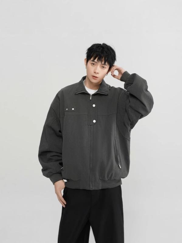 ジャケット 男女兼用 アメリカン ストリート カジュアル ゆったり スタンドカラー ワーク ベースボール..