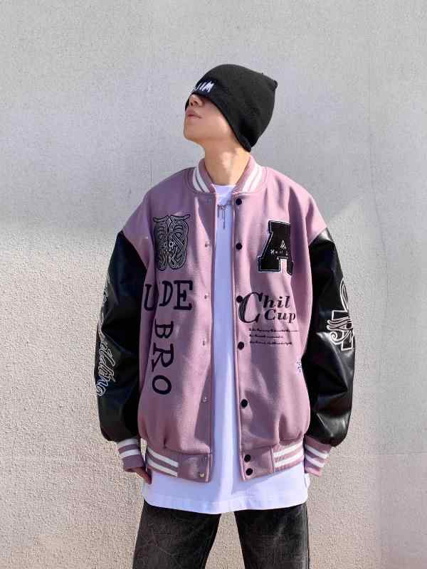 野球ジャケット 男女兼用 レトロ アメリカンスタイル 春秋 中綿入り ゆったり カップル ルーズフィット..