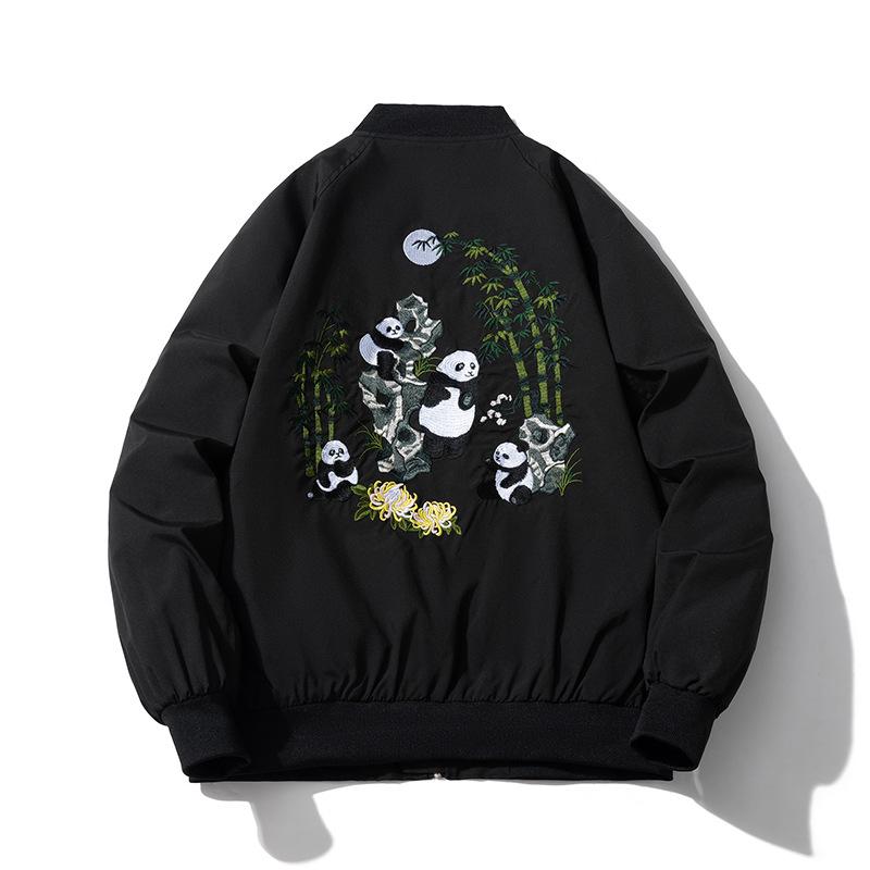 ジャケット 男女兼用 パイロット 立体パンダ刺繍 国潮 原宿ストリート アウター カジュアル 野球服 秋..