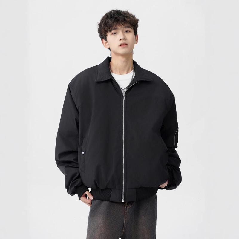 パイロットジャケット 男女兼用 秋冬 レトロ アメリカンスタイル クール ラペル 野球風 綿素材 高街ファッション 翻領デザイン 痞帅