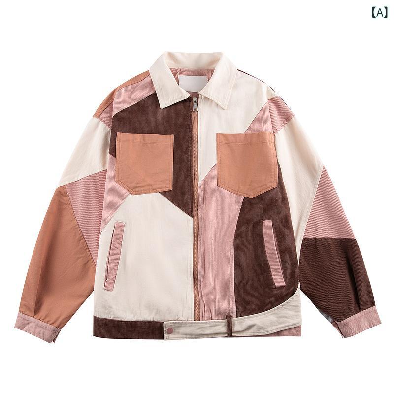 デニムジャケット 男女兼用 アメリカン レトロ コントラストカラー 切り替え ワーク 春 ルーズ カジュアル 野球服