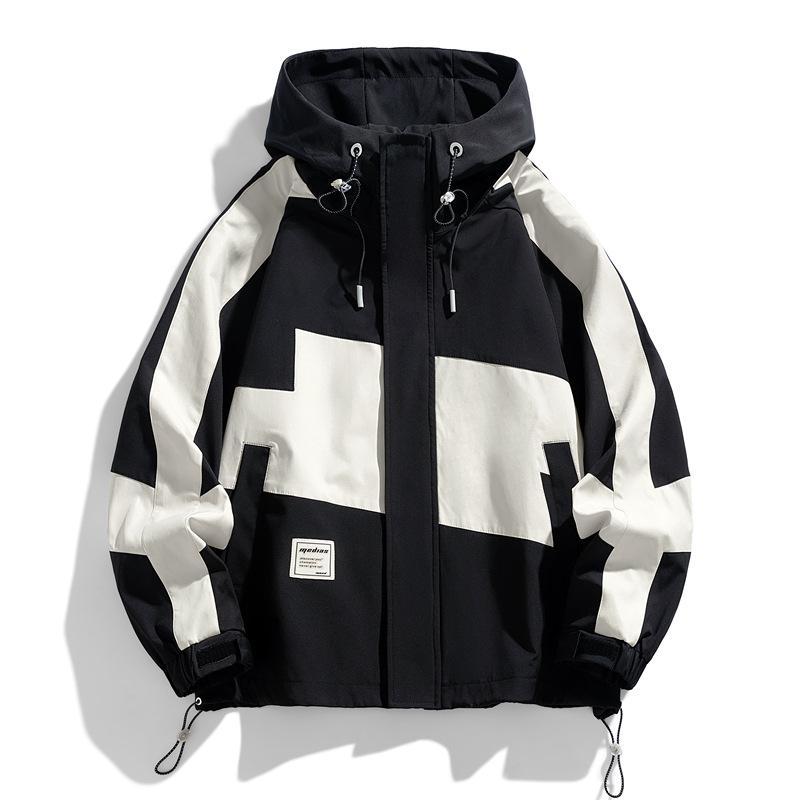 ジャケット メンズ フード付き 春夏 韓国風 カジュアル 切り替え 学生 青年 野球服 トレンド 百搭 港風..