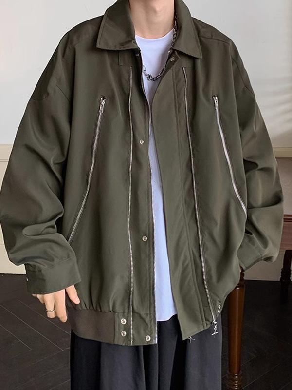 パイロットジャケット メンズ 春秋 アメリカン 機能風 ルーズ ビンテージ ジッパー アウター ワークウ..