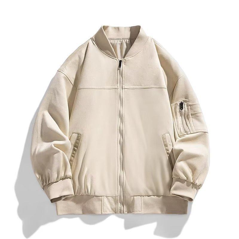 メンズ 春秋 フライトジャケット レトロ アメリカンスタイル スエード ベルベット 野球風 ワークウェア..