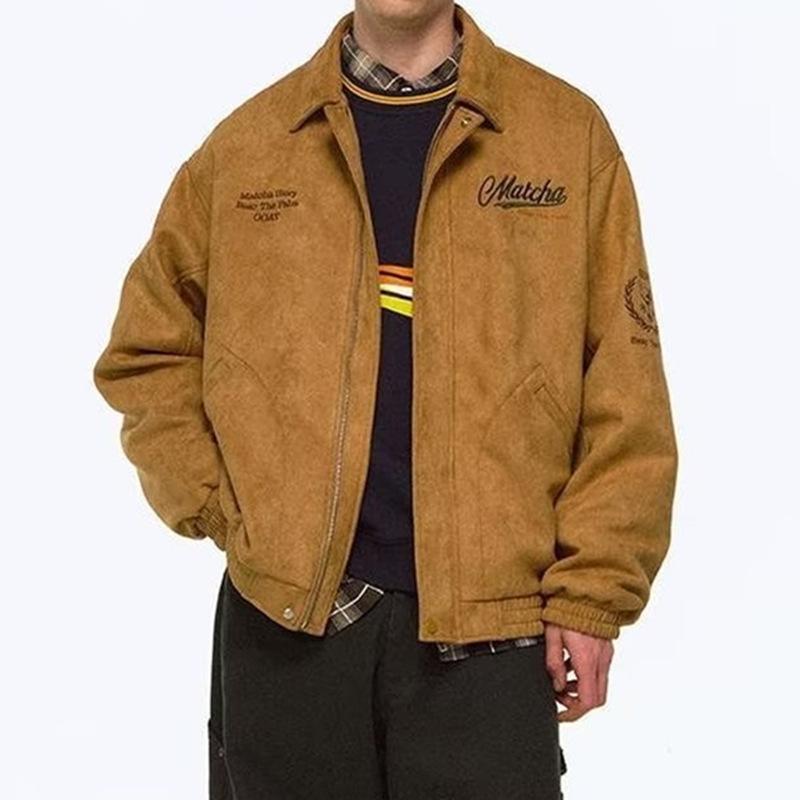 棒球ジャケット 男女兼用 秋冬 アメリカン刺繍 学院風 高級感 スエード調 ラペル トレンド アウター 刺繍デザイン スタイリッシュ 暖か素材