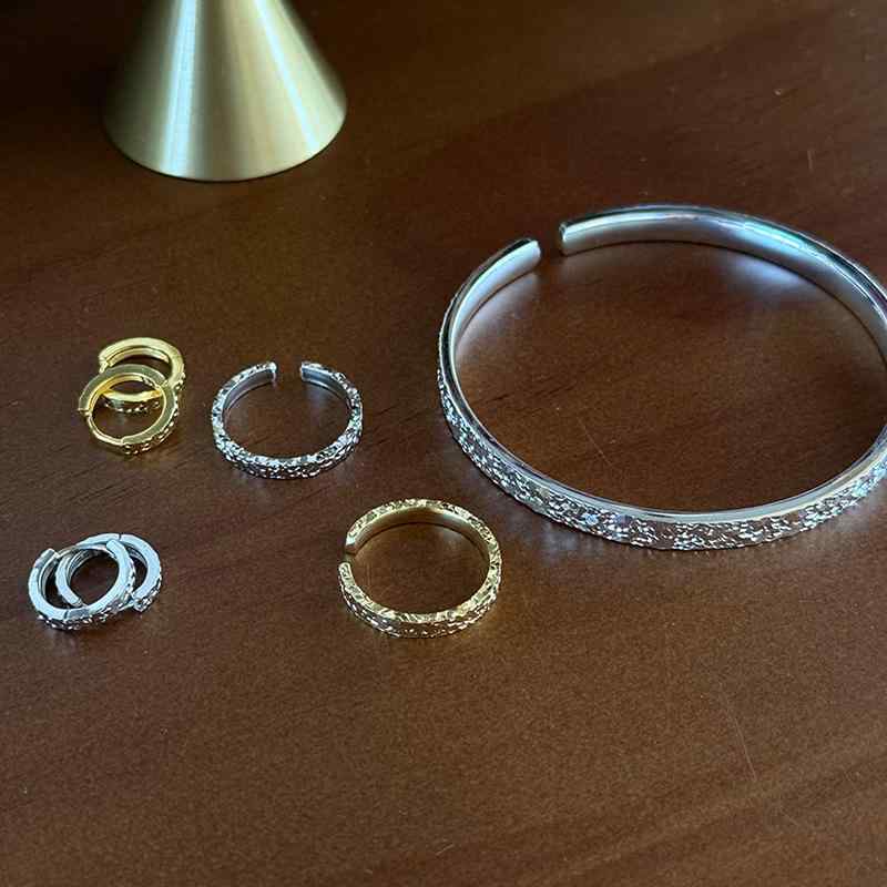 指輪 レディース 925シルバー シンプル 高級感 精致 気質 輝く 開口 組み合わせセット 軽奢 波光粼粼 ..