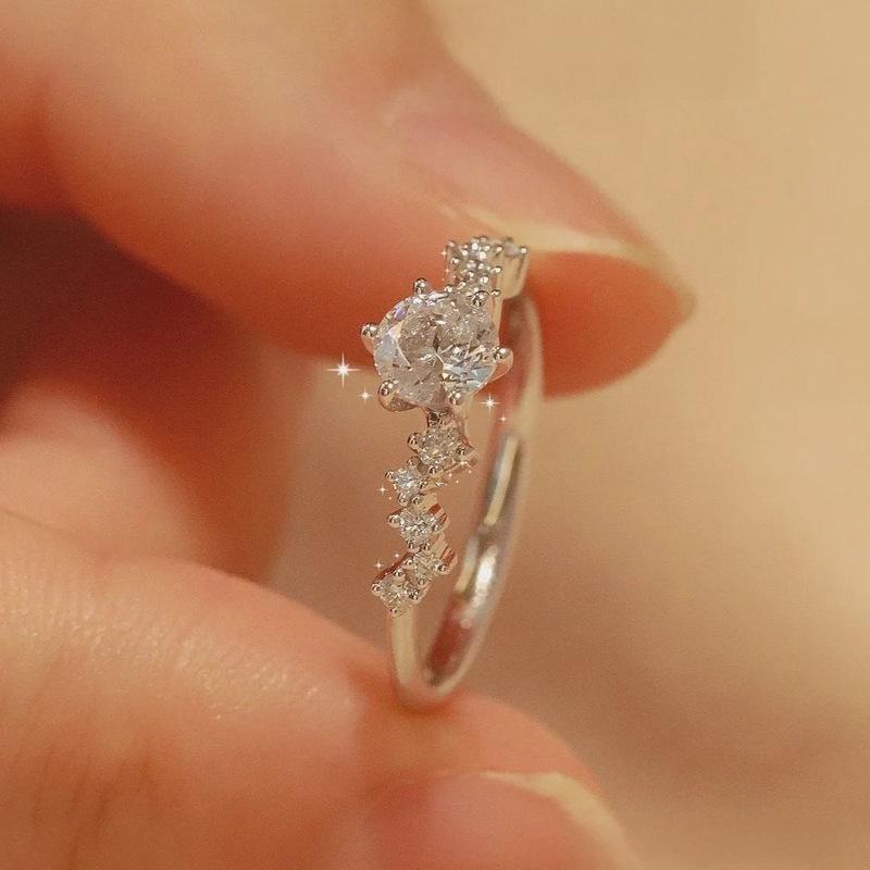 指輪 レディース モイサナイト スターリングシルバー 純銀 日式 軽奢 小众 デザイン 気質 ユニーク 洗..