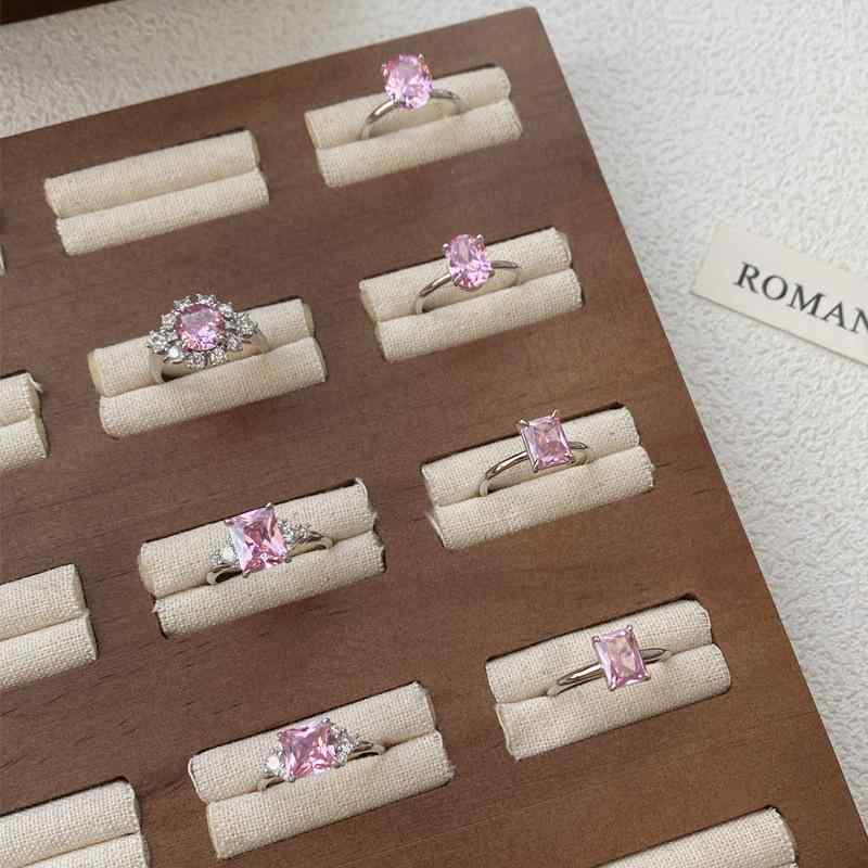 指輪 レディース 高級感 ピンク ジルコニア 開口 純銀 S925 欧米風 気質 上品 フェミニン 軽やか ハン..