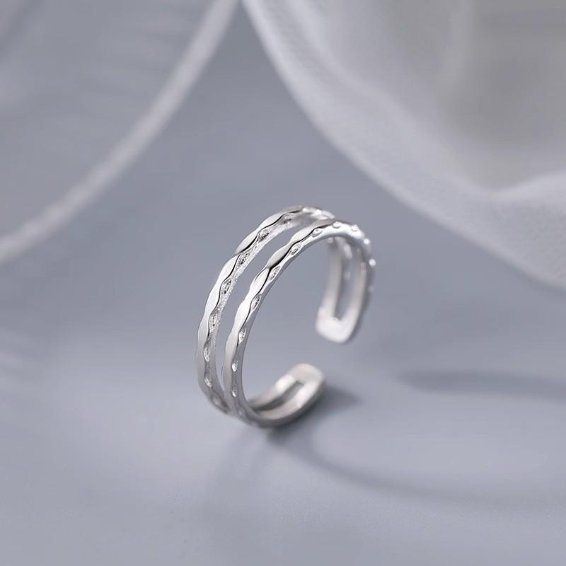 指輪 女性 S925純銀 二重開口 高級感 軽奢 シンプル 人差し指用 小指用 銀製 レイヤード デザイン スタ..