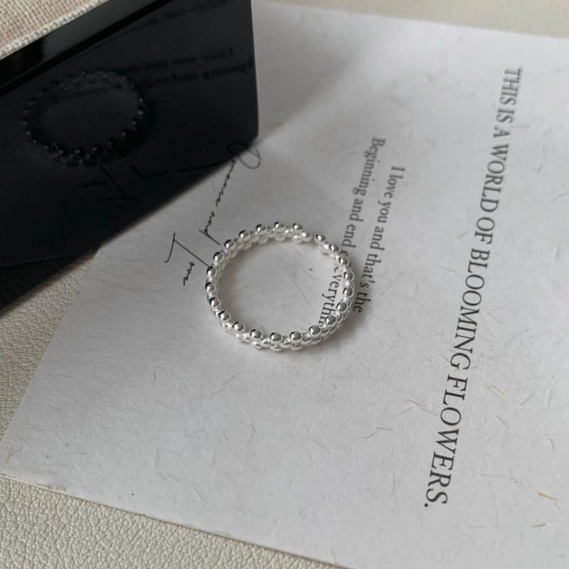 指輪 レディース 925 純銀 多層 ラウンドビーズ 高級感 エレガント デザイン インフルエンサー 韓国 ニ..