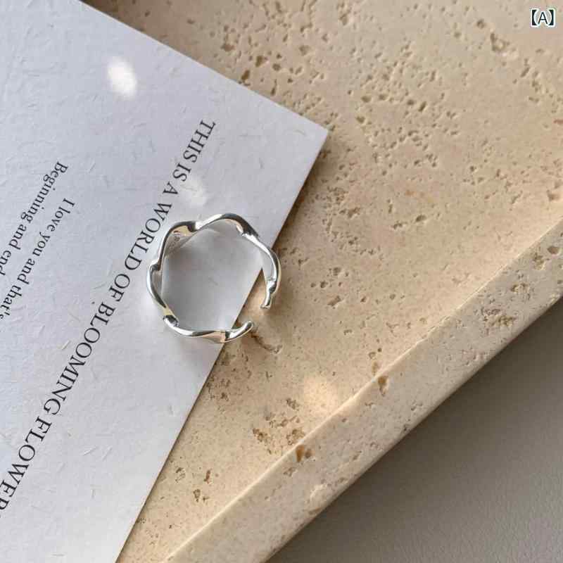 指輪 レディース 925純銀 不規則ツイスト 韓国風 シンプル 高級感 小衆デザイン インスタ風 ユニーク ファッション