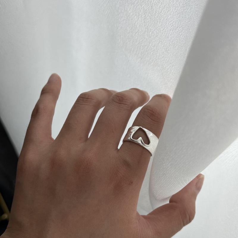 Rings - 指輪 レディース ファッション クール ピンクジルコニア ハートモチーフ 透かし彫り 重ね付け 925シルバー インフルエンサー