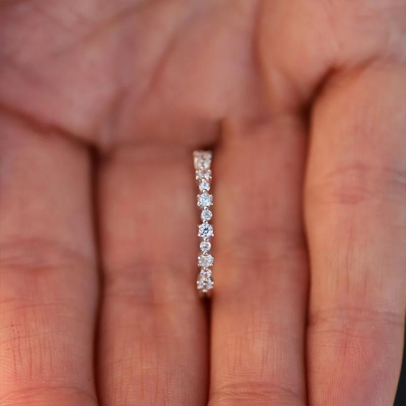 レディース 指輪 スタック ジルコニア ラインストーン シルバー 高級感 シンプル レトロ エレガント 軽..