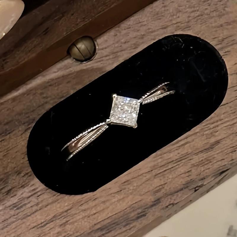 指輪 レディース 結婚 ペアリング スターリングシルバー 925 ジルコニア プリンセス スクエア カット ..