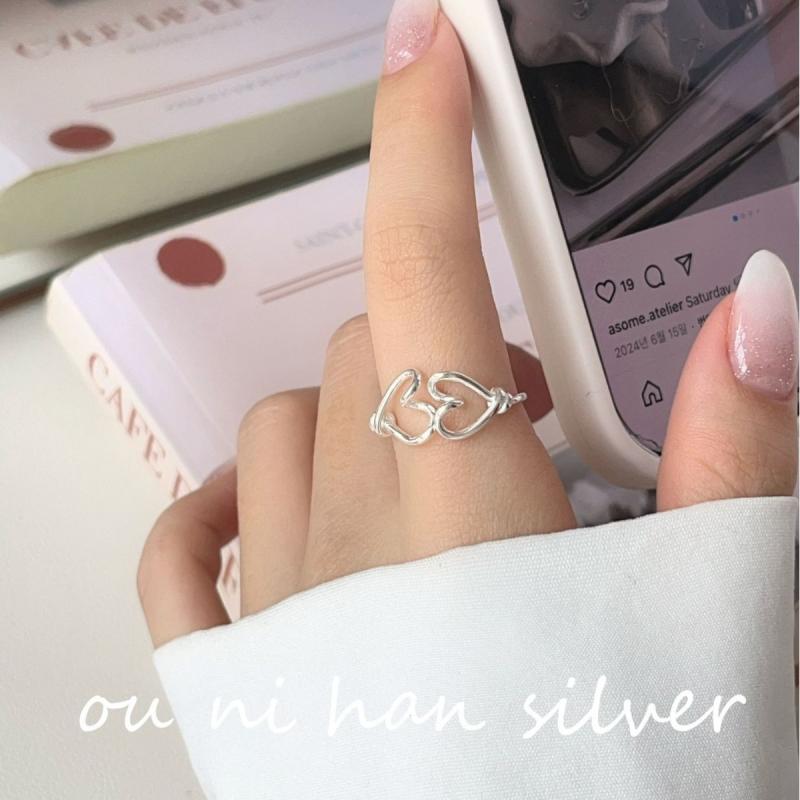 指輪 レディース シルバー クロスハート 結び目 シンプル 個性的 インスタ風 デザイン ベーシック トレ..
