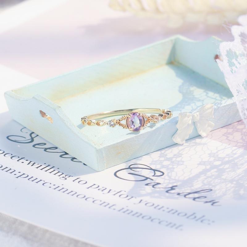 指輪 レディース 韓国風 シンプル 幾何形状 天然 アメジスト トパーズ 925 シルバー ゴールド メッキ ..