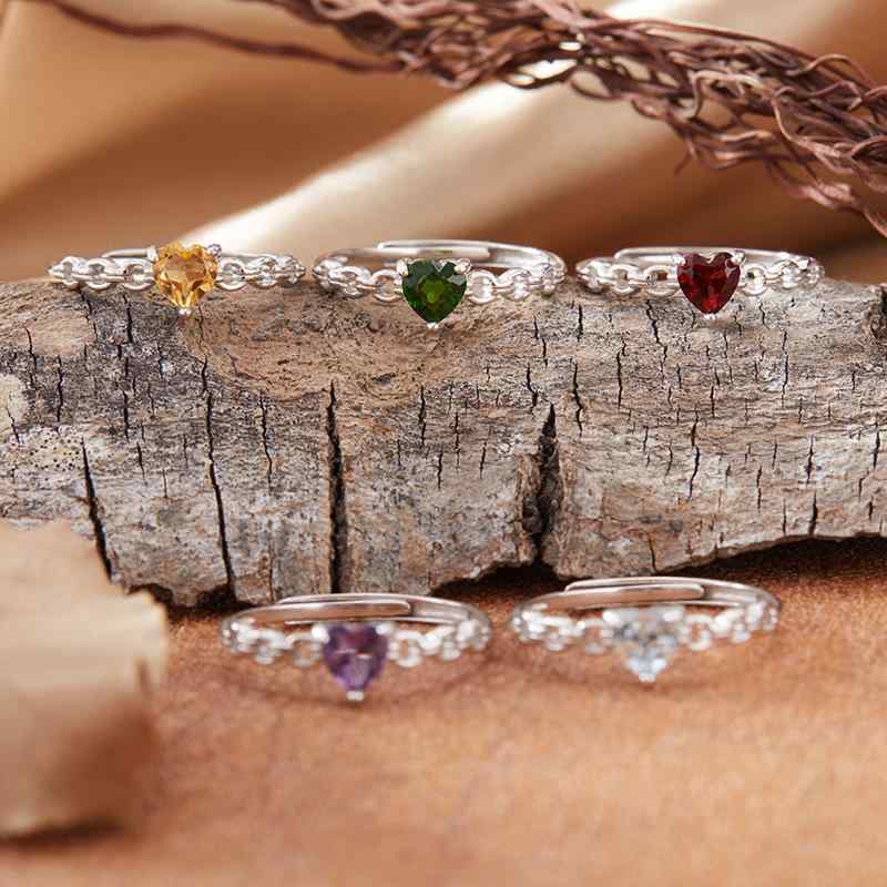指輪 レディース 天然 紫黄水晶 トパーズ ガーネット ディオプサイド カラージュエリー ハート型 S925 ..