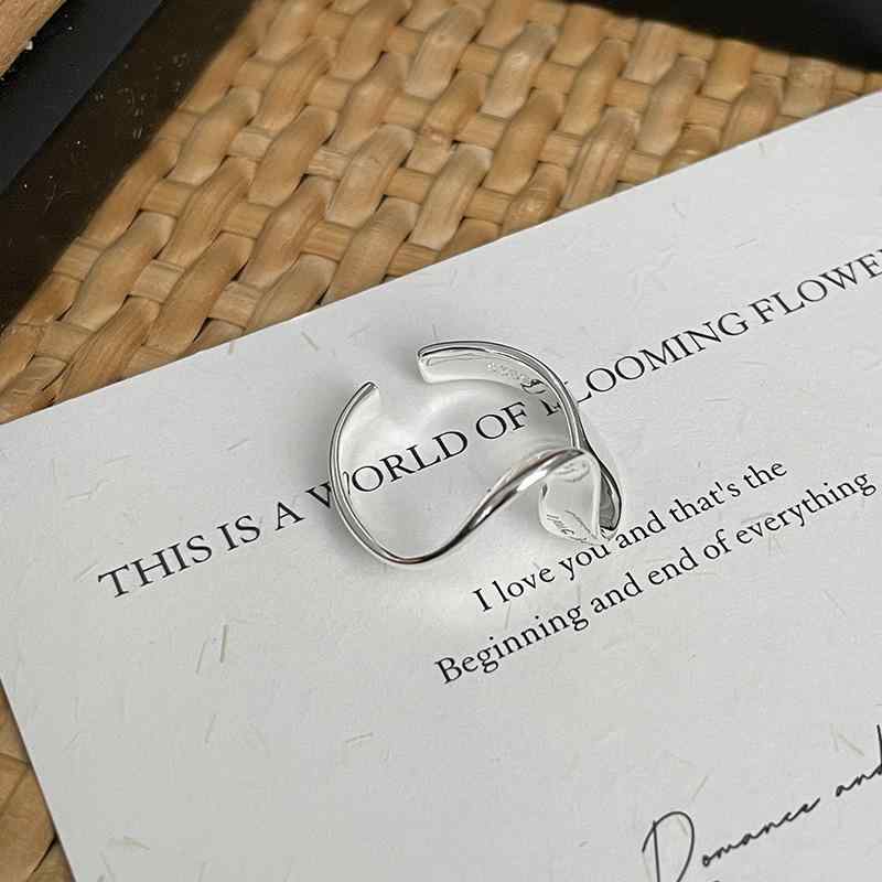 指輪 レディース 925シルバー 韓国風 U型 不規則ライン デザイン 個性 シンプル ミニマル ファッション アクセサリー