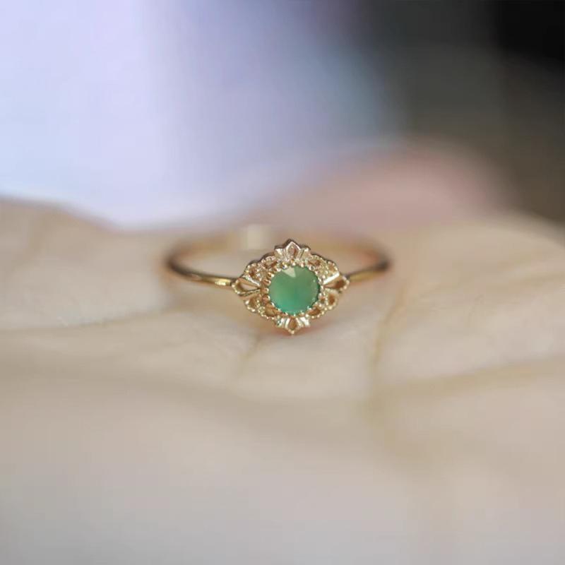 指輪 レディース 925純銀シルバー リング レトロ ボヘミアン アート 高級感 ニッチ デザイン 緑野仙踪 モチーフ 緑ガラス ストーン グリーン ジュエリー