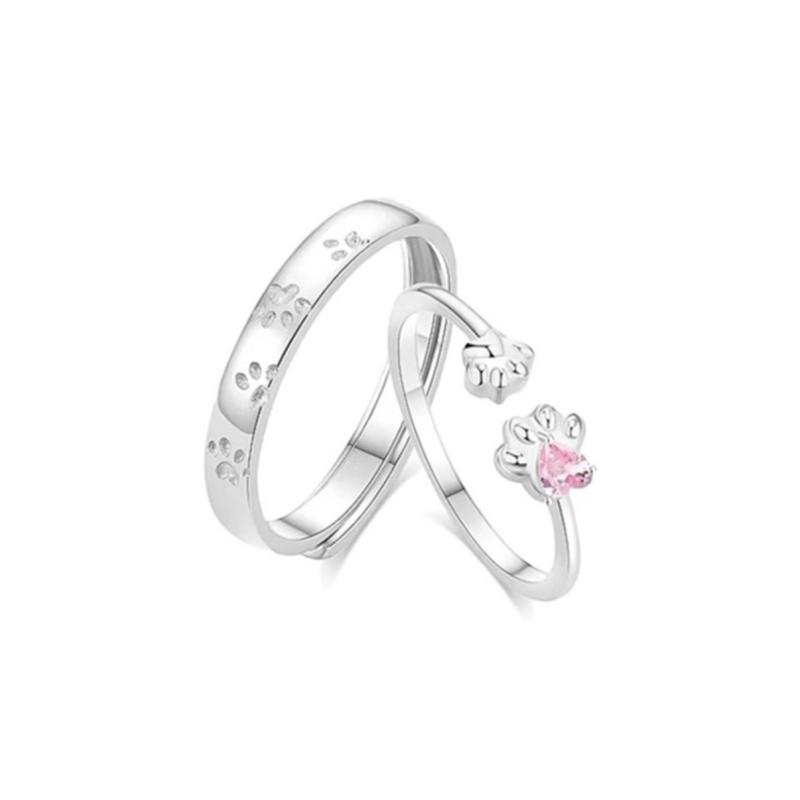 指輪 男女兼用 猫爪 純銀 カップル シンプル 日韓風 食指用 開口調整 個性 クリエイティブ 猫モチーフ