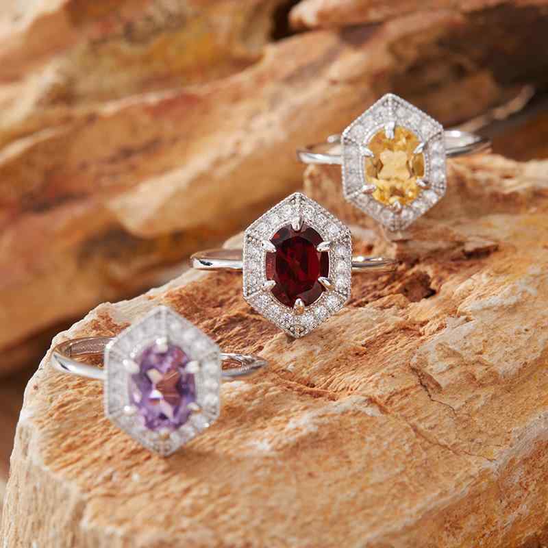 指輪 レディース 925シルバー 天然宝石 シトリン アメジスト トパーズ ペリドット 人差し指用 華奢デザイン 日常使い